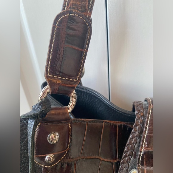 Brighton Croc and Pebbled Leather Satchel Style Handbag - Picture 7 of 13